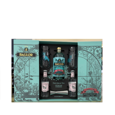 Bonollo Ballor Gin Capsule Collection - "Il giardino di Emilie" - Ballor Gin 70 Cl + 2 Indian Tonic 20 Cl + 2 Ballor Tumbler + 1 Ballor Jigger